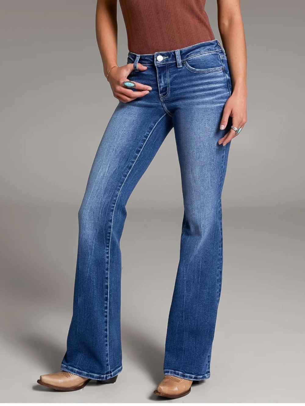 BKE Denim Stella Mid-Rise Slim Fit Boot Cut Jeans. 23X31.5